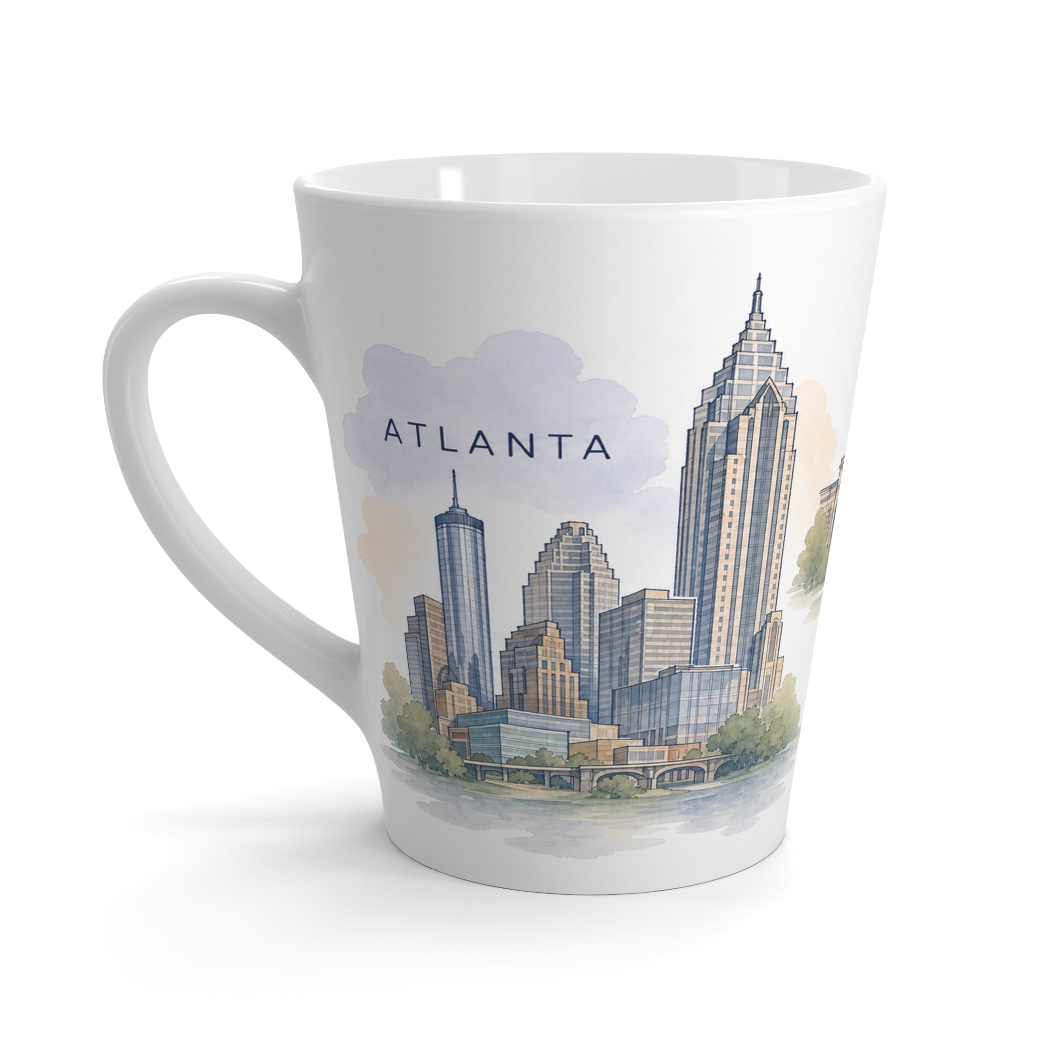 Atlanta Latte Mug | Watercolor City Travel Mug | 12 oz Ceramic Souvenir Gift