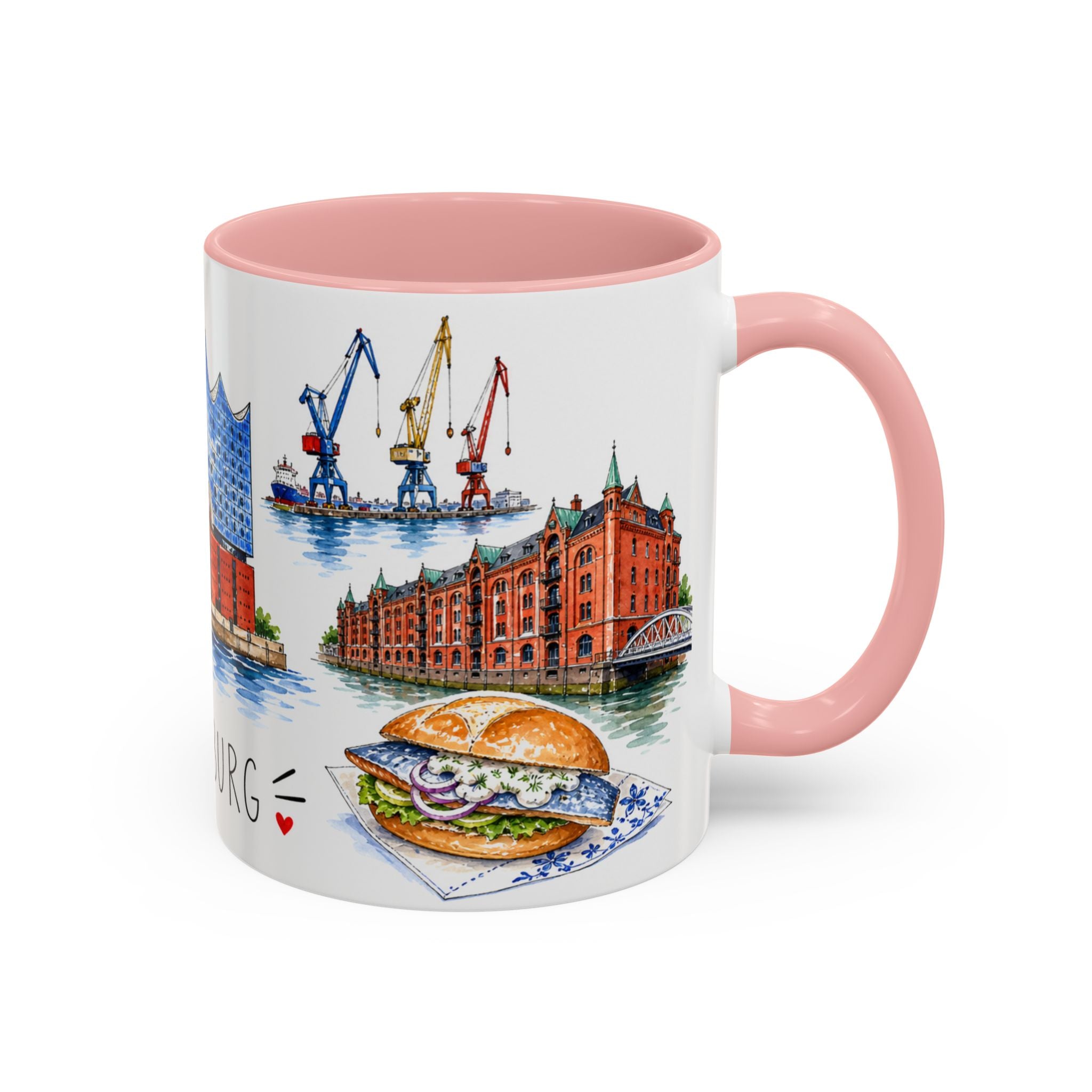 Hamburg Illustrated Travel Mug | City Souvenir Accent Coffee Mug | 11oz 15oz Ceramic Cup