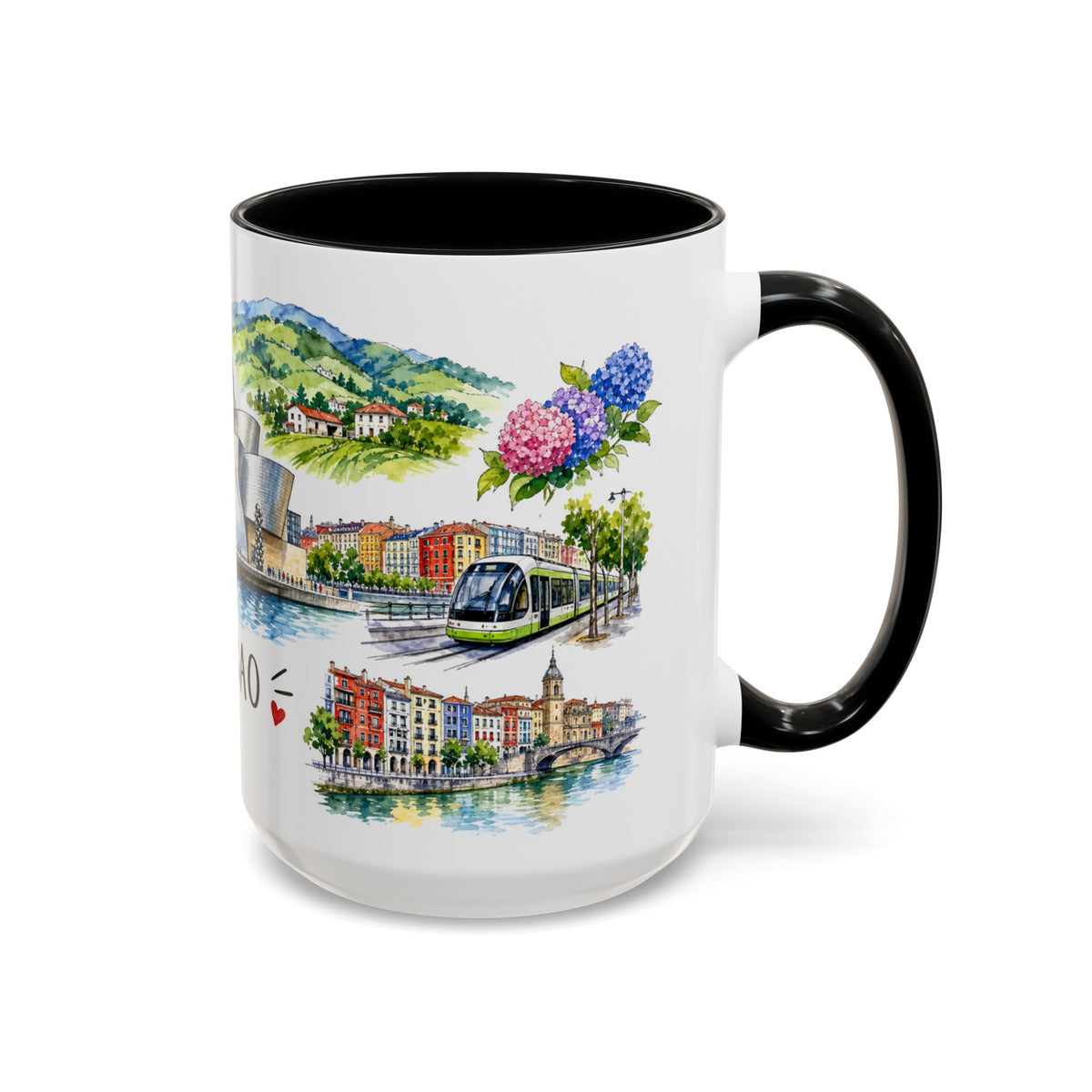 Bilbao Illustrated Travel Mug | City Souvenir Accent Coffee Mug | 11oz 15oz Ceramic Cup