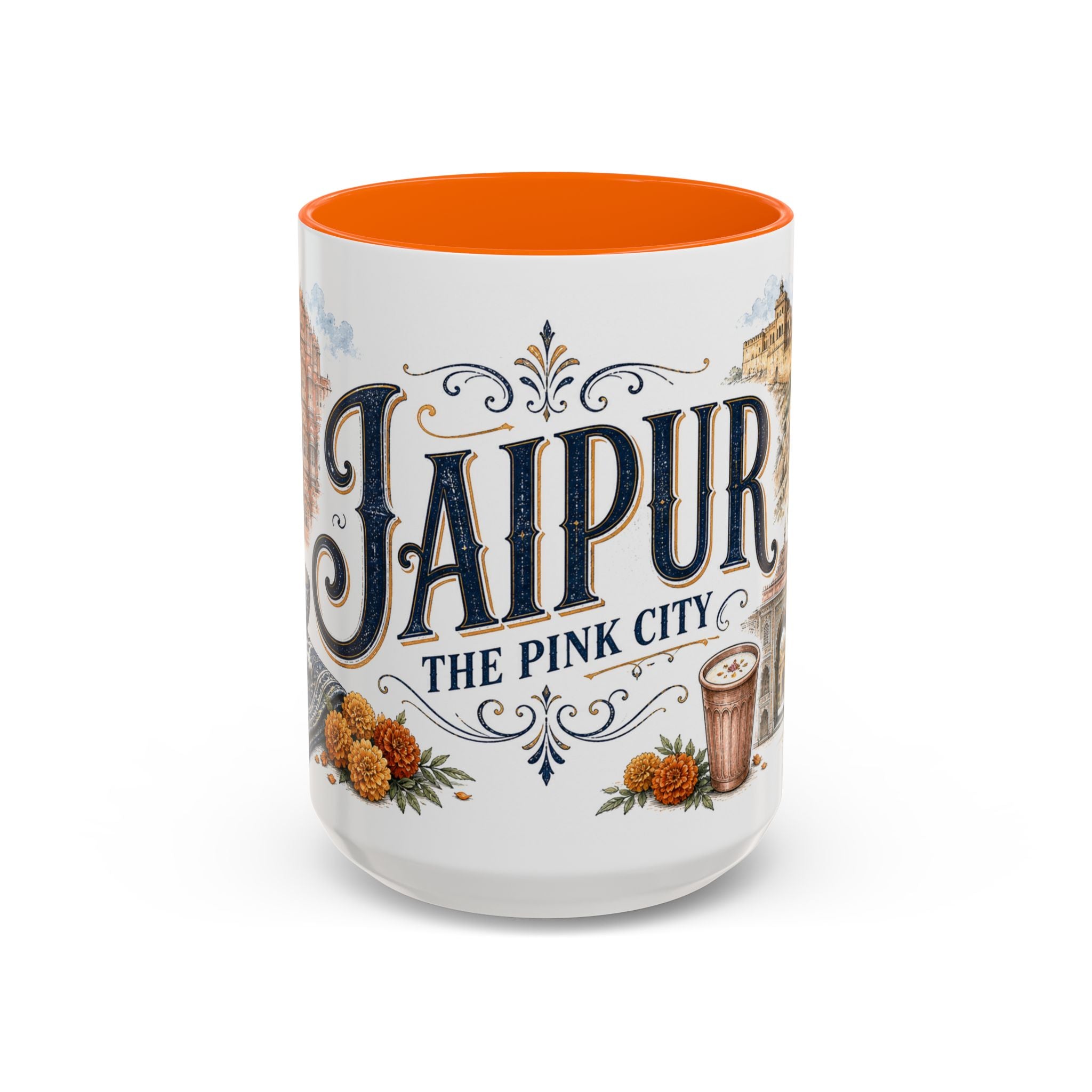Jaipur Coffee Mug | India Travel Souvenir | Vintage Illustrated City Gift | 11 oz 15 oz Accent Mug