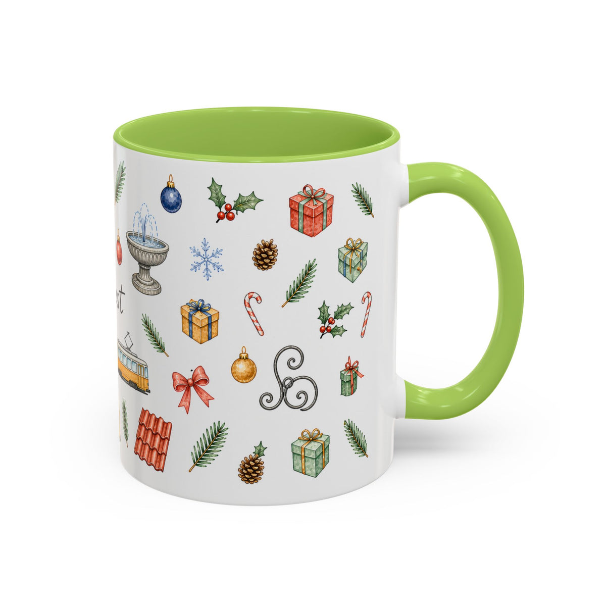 Budapest Christmas Mug | Watercolor City Souvenir | Ceramic Coffee Cup (11oz 15oz)