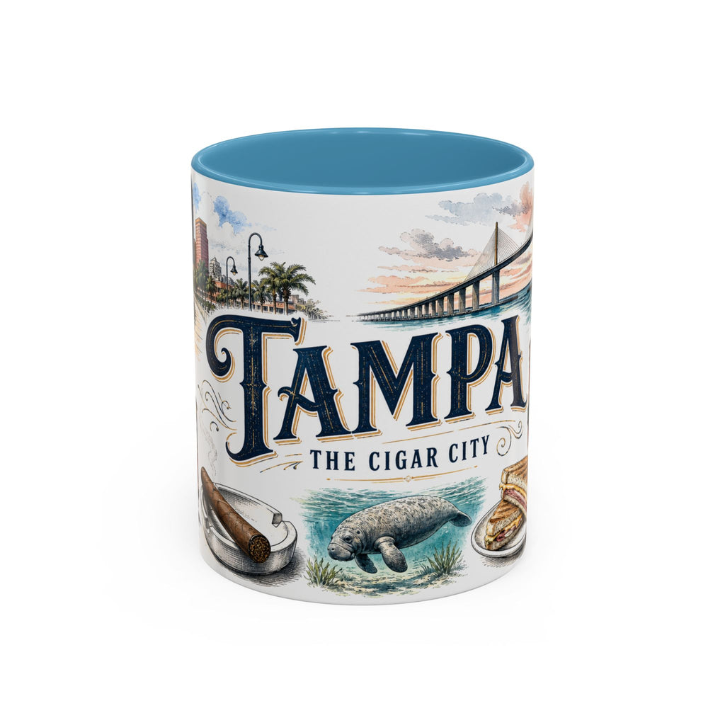 Tampa Coffee Mug | United States Travel Souvenir | Vintage Illustrated City Gift | 11 oz 15 oz Accent Mug