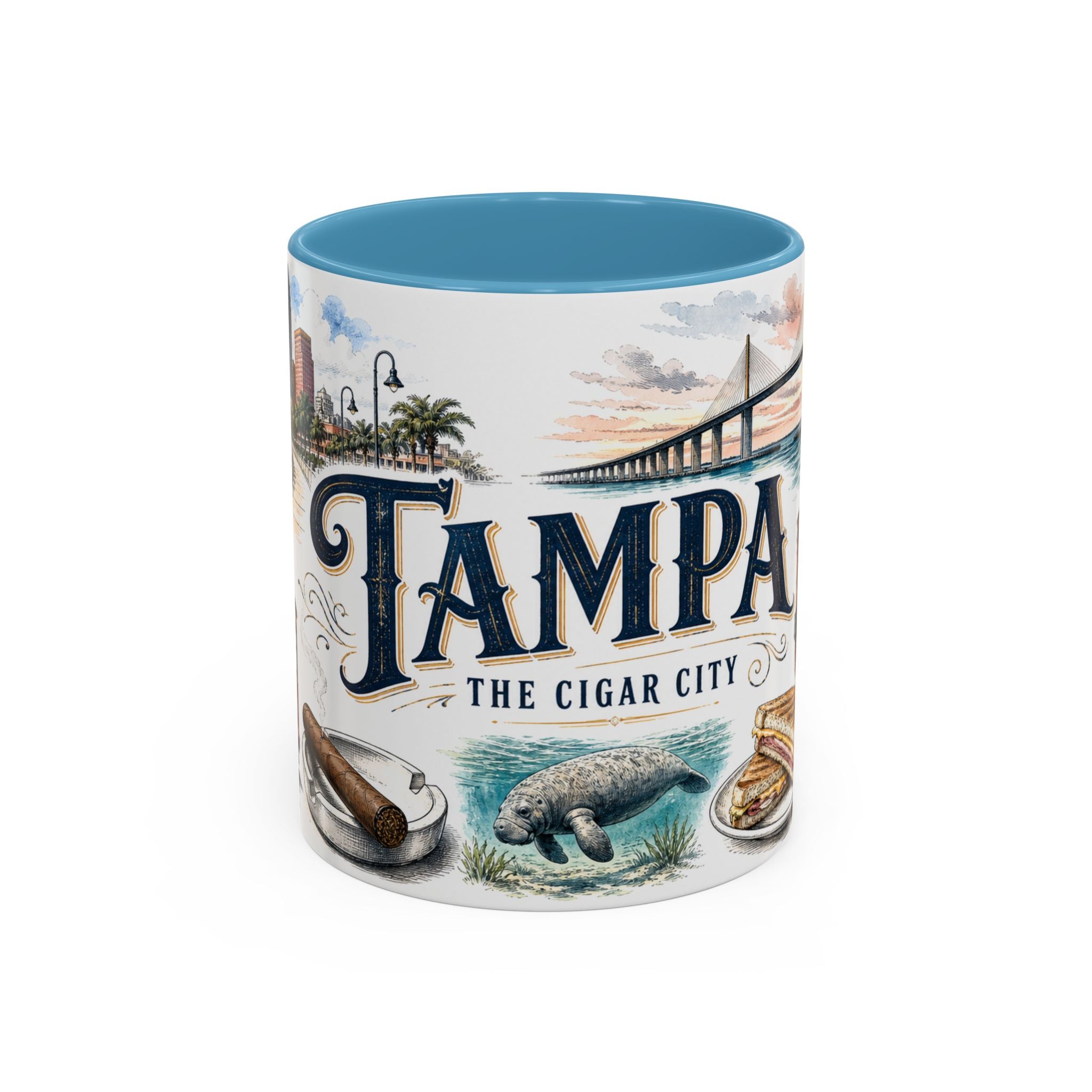 Tampa Coffee Mug | United States Travel Souvenir | Vintage Illustrated City Gift | 11 oz 15 oz Accent Mug