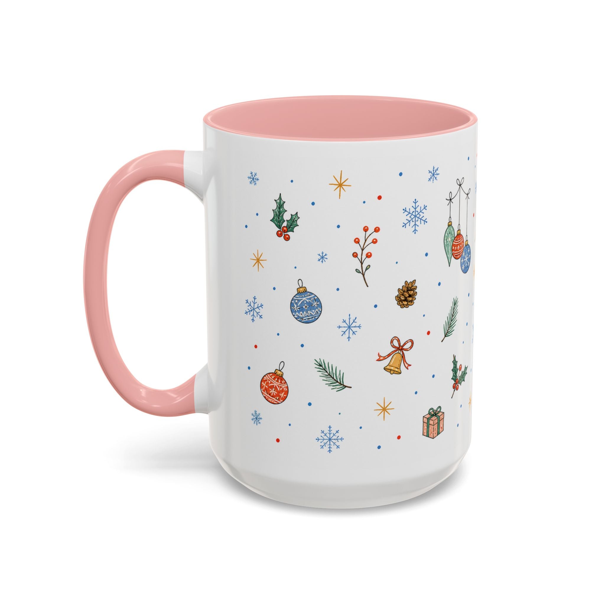 Christmas Ornament Mug | Snowflake Watercolor Holiday Gift | Accent Cup 11oz 15oz
