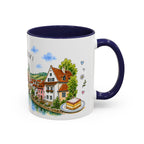 Cesky Krumlov Illustrated Travel Mug | Czechia Souvenir Accent Coffee Mug | 11oz 15oz Ceramic Cup
