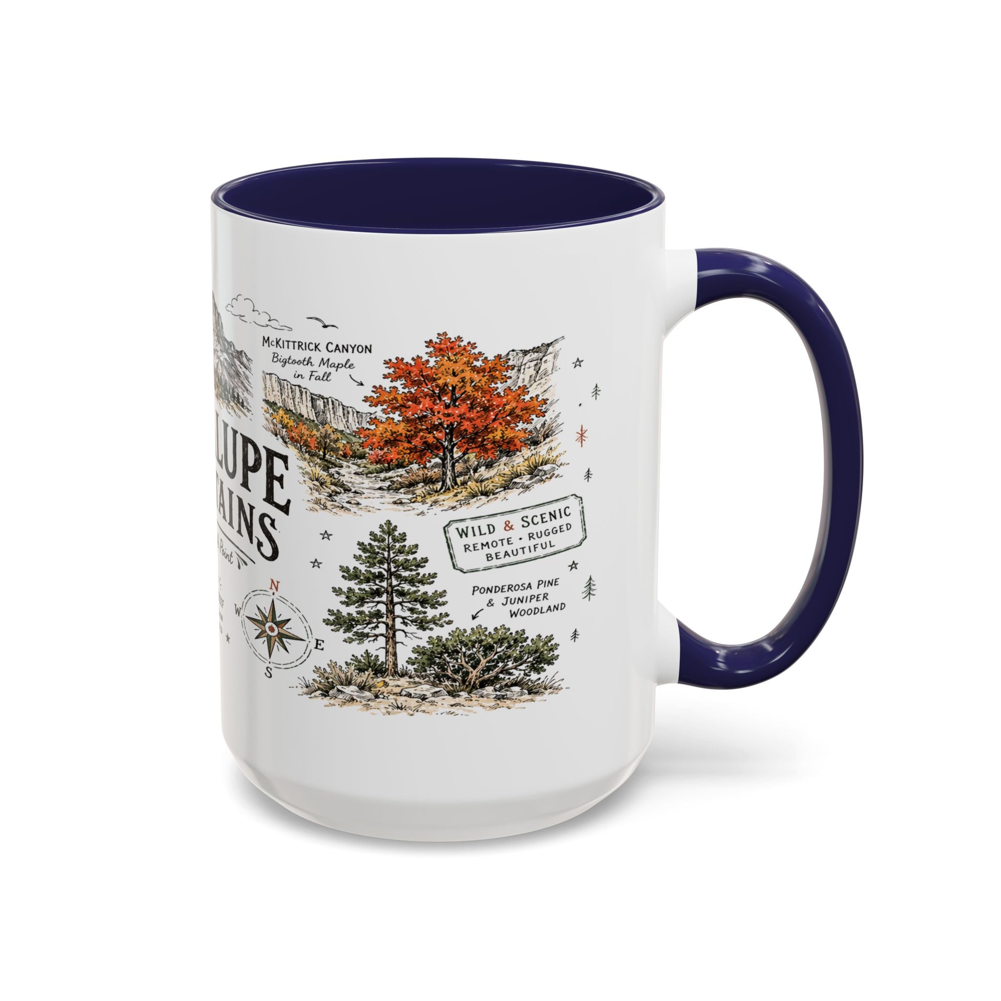 Guadalupe Mountains National Park Coffee Mug | Texas Desert Peaks Hiking Gift | Accent Color Ceramic 11oz 15oz