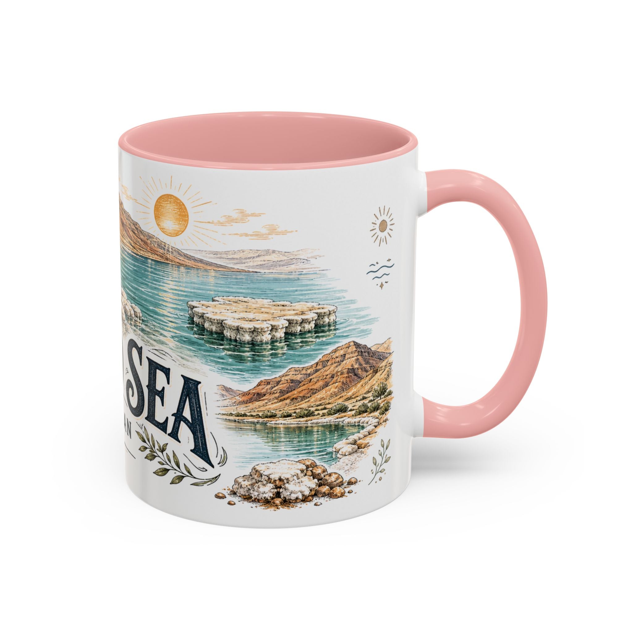 Dead Sea Mug, Jordan Travel Souvenir, Bucket List Gift, Accent Ceramic Coffee Mug 11oz 15oz