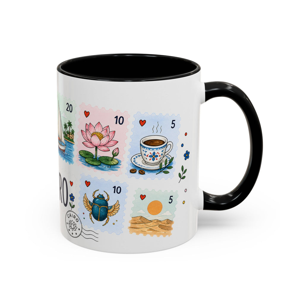 Cairo Coffee Mug | Postage Stamp Collage Mug | Travel Souvenir Accent Cup 11oz 15oz