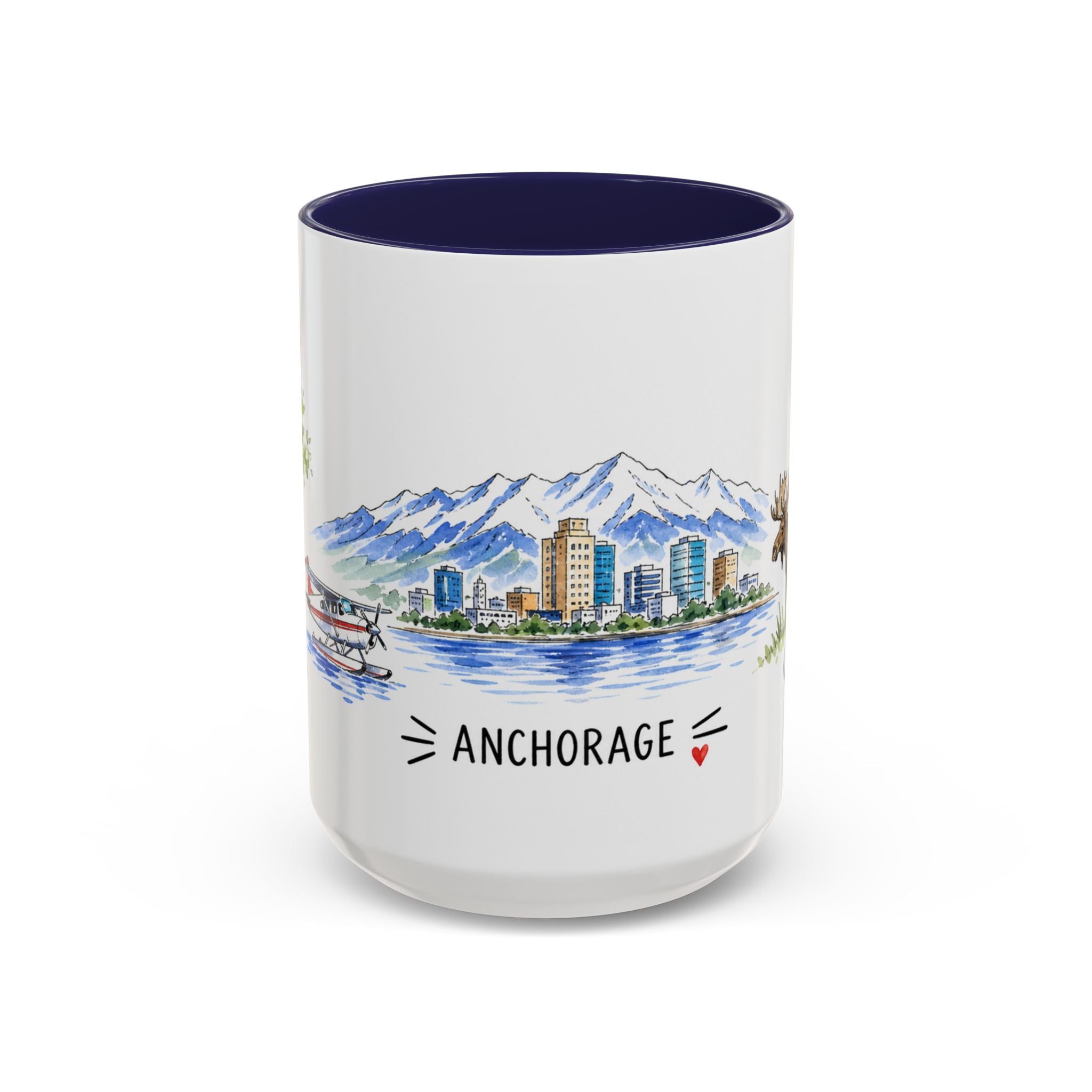 Anchorage Illustrated Travel Mug | City Souvenir Accent Coffee Mug | 11oz 15oz Ceramic Cup