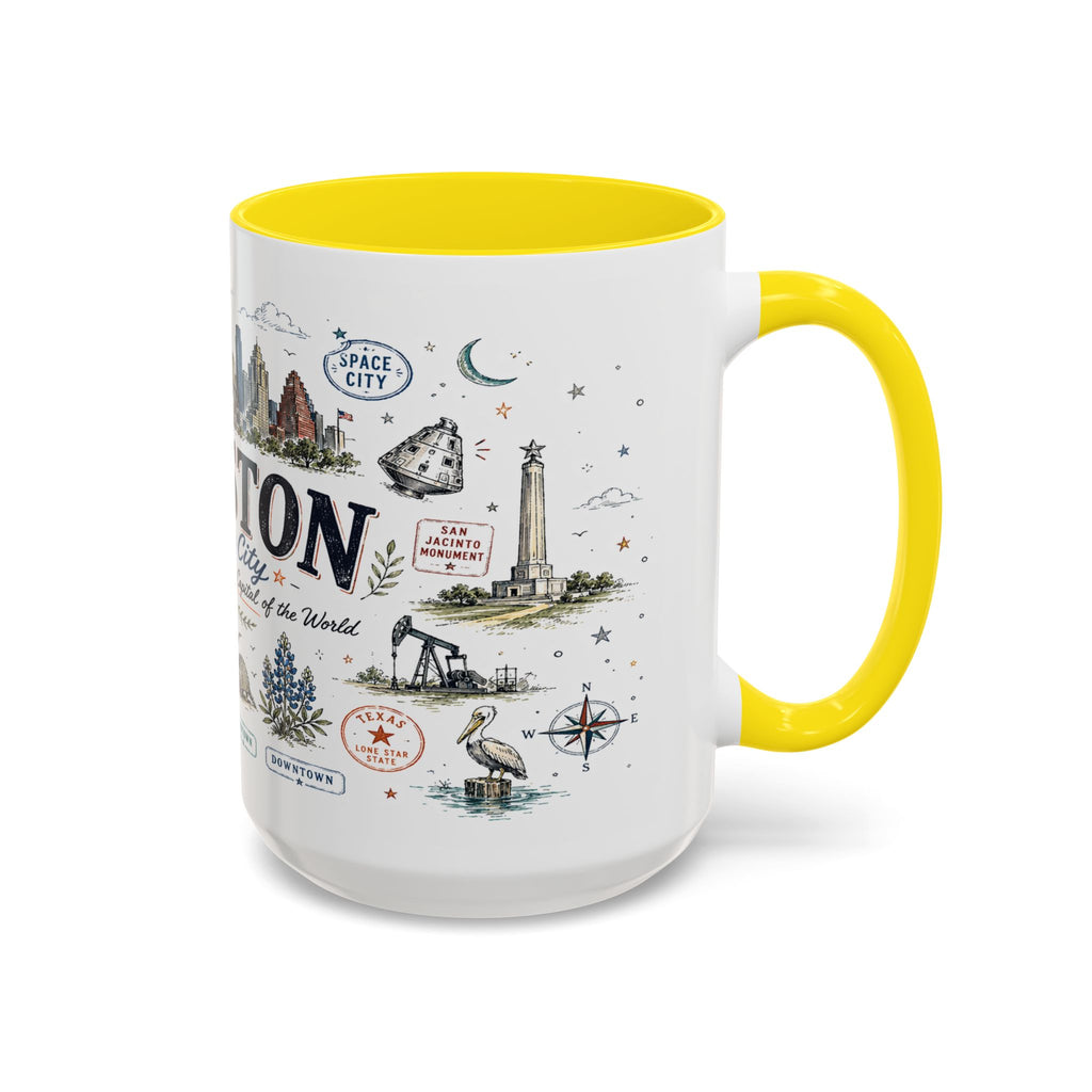 Houston Coffee Mug | Texas Souvenir City Gift | Accent Color Ceramic 11oz 15oz