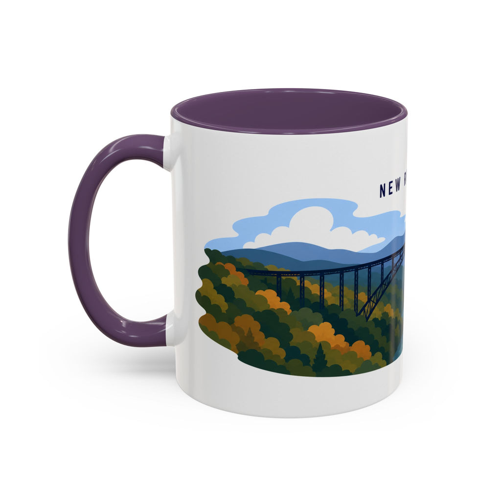 New River Gorge National Park and Preserve Coffee Mug | Solid Color Block Park Souvenir | 11oz 15oz Accent Mug