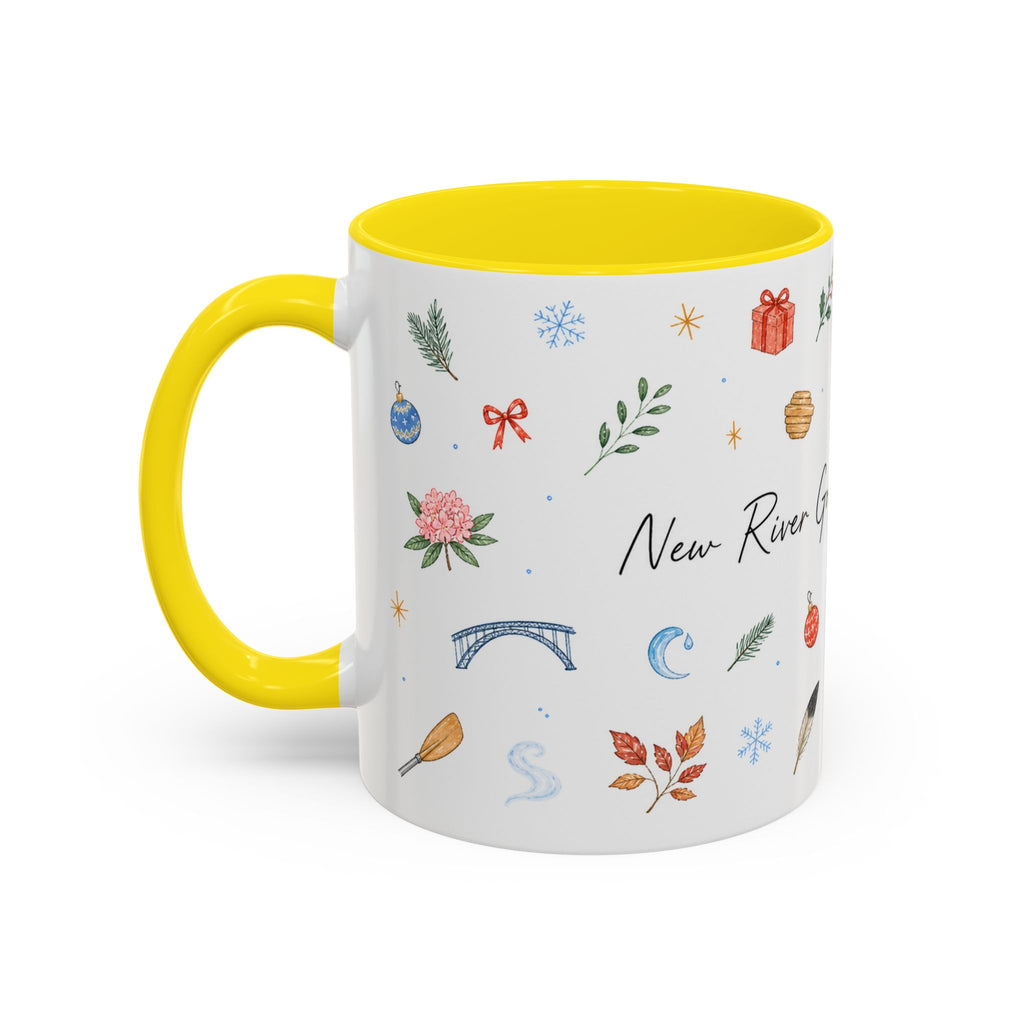 New River Gorge National Park Christmas Mug | Watercolor Travel Souvenir | Holiday Gift | Accent Ceramic Coffee Cup 11oz 15oz