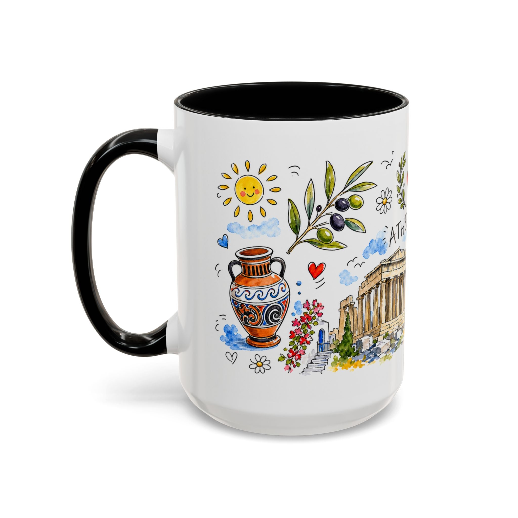 Athens Travel Mug | European City Souvenir Accent Coffee Mug | 11oz 15oz Ceramic Cup