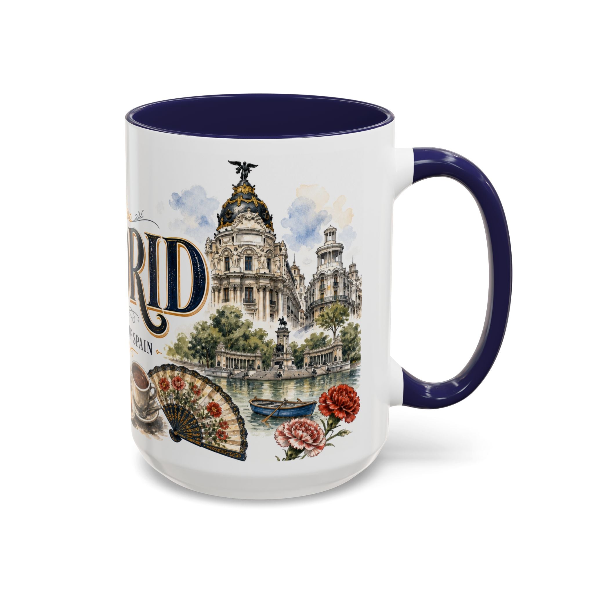 Madrid Coffee Mug | Spain Travel Souvenir | Vintage Illustrated City Gift | 11 oz 15 oz Accent Mug