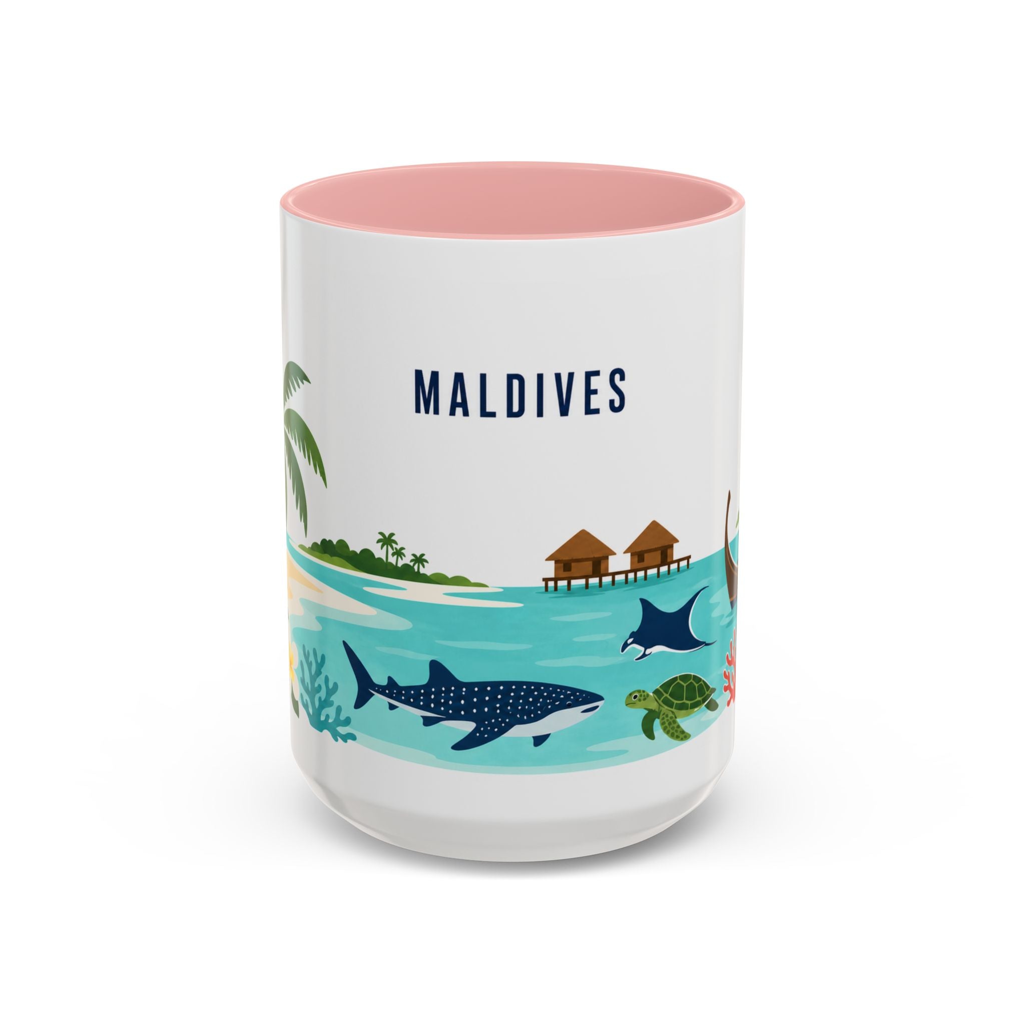 Maldives Coffee Mug | Travel Destination Souvenir Gift | Accent Color Ceramic 11oz 15oz