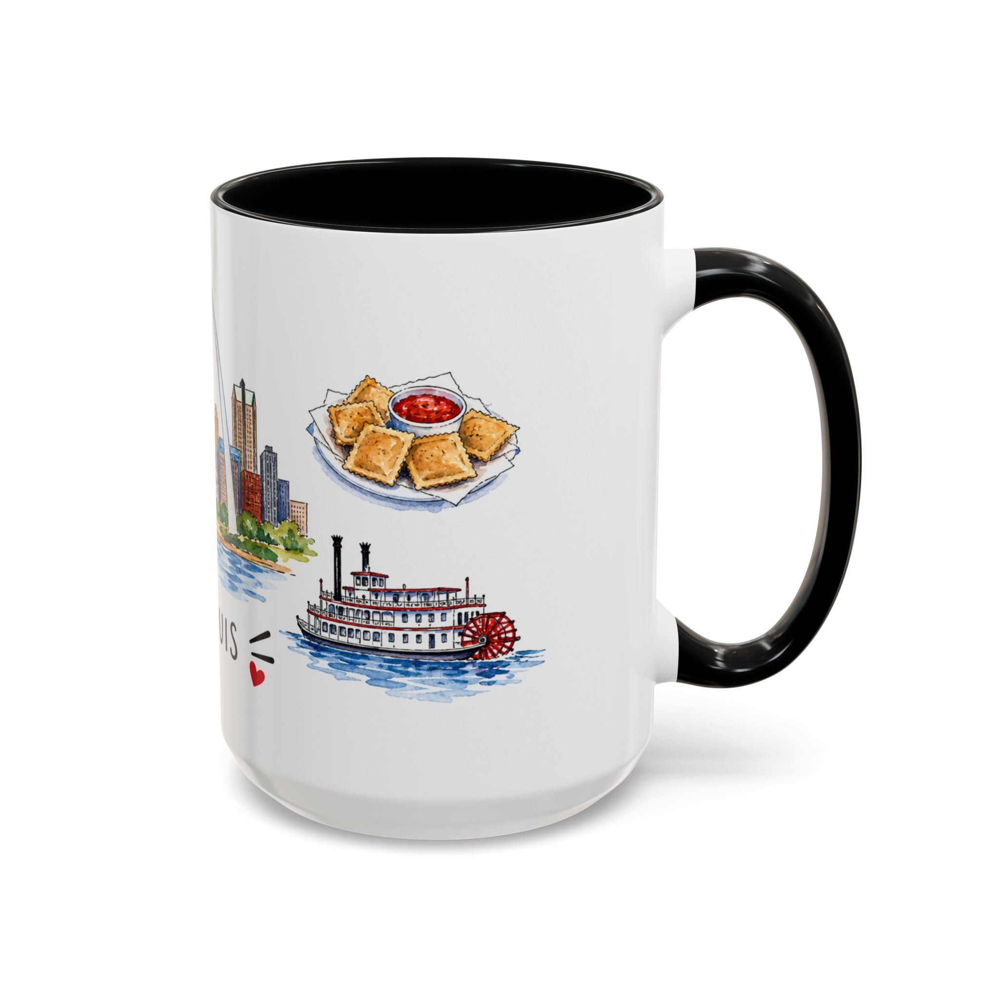 St. Louis Illustrated Travel Mug | City Souvenir Accent Coffee Mug | 11oz 15oz Ceramic Cup