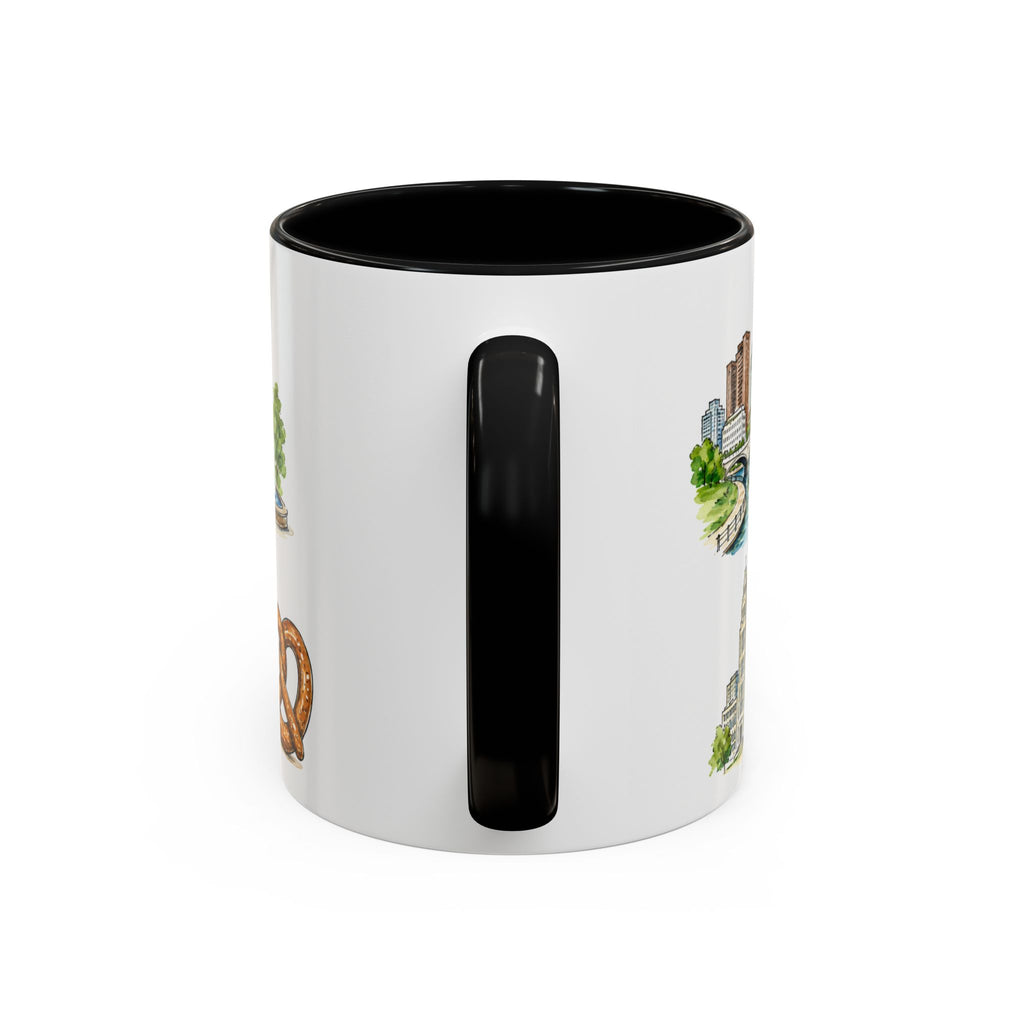 Columbus Illustrated Travel Mug | City Souvenir Accent Coffee Mug | 11oz 15oz Ceramic Cup