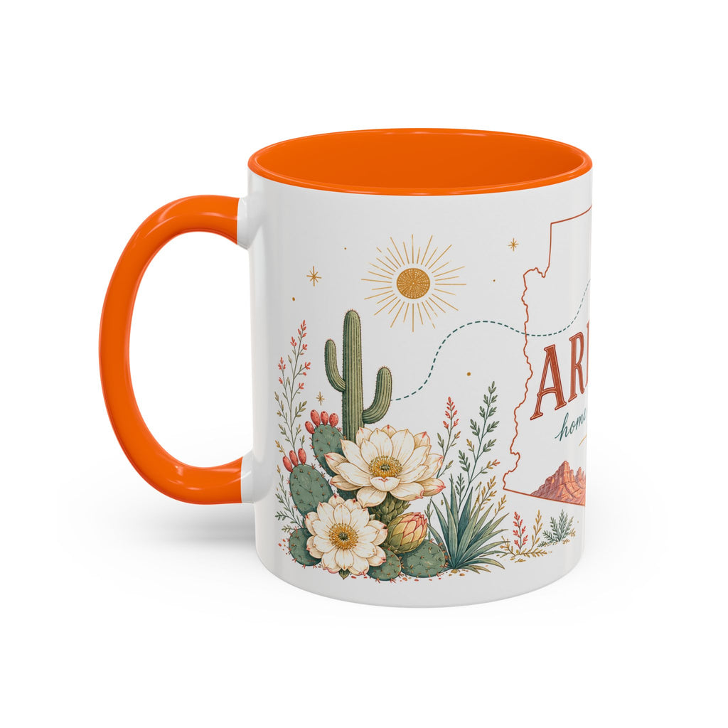 Arizona State Map Mug | Desert Landscape, Botanical Accents, Homesick Gift