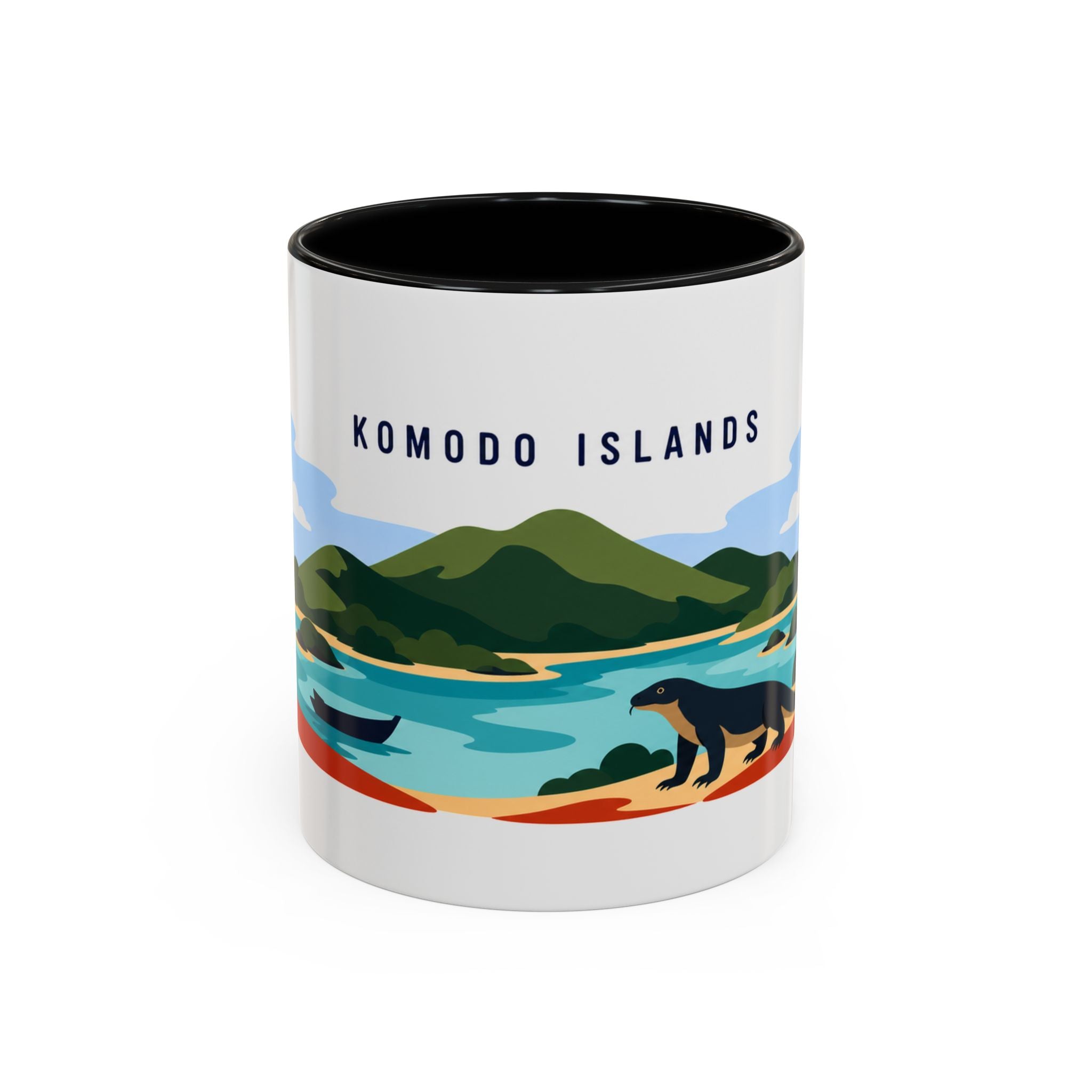 Komodo Islands Coffee Mug | Travel Destination Souvenir Gift | Accent Color Ceramic 11oz 15oz