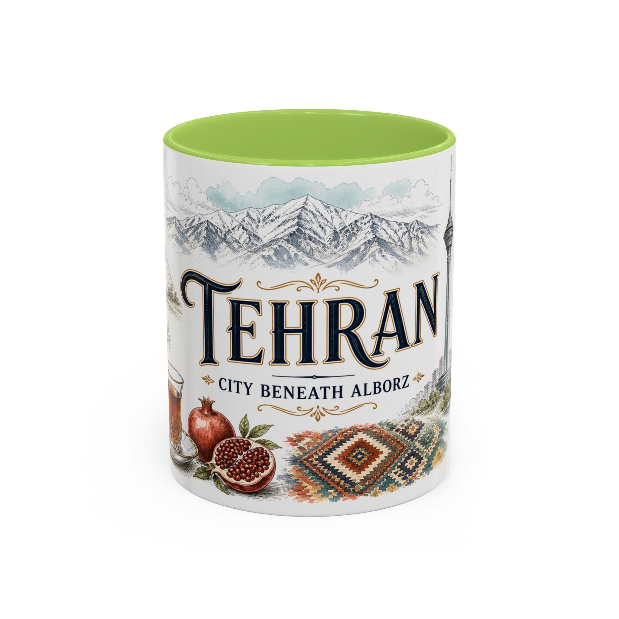 Tehran Coffee Mug | Iran Travel Souvenir | Vintage Illustrated City Gift | 11 oz 15 oz Accent Mug