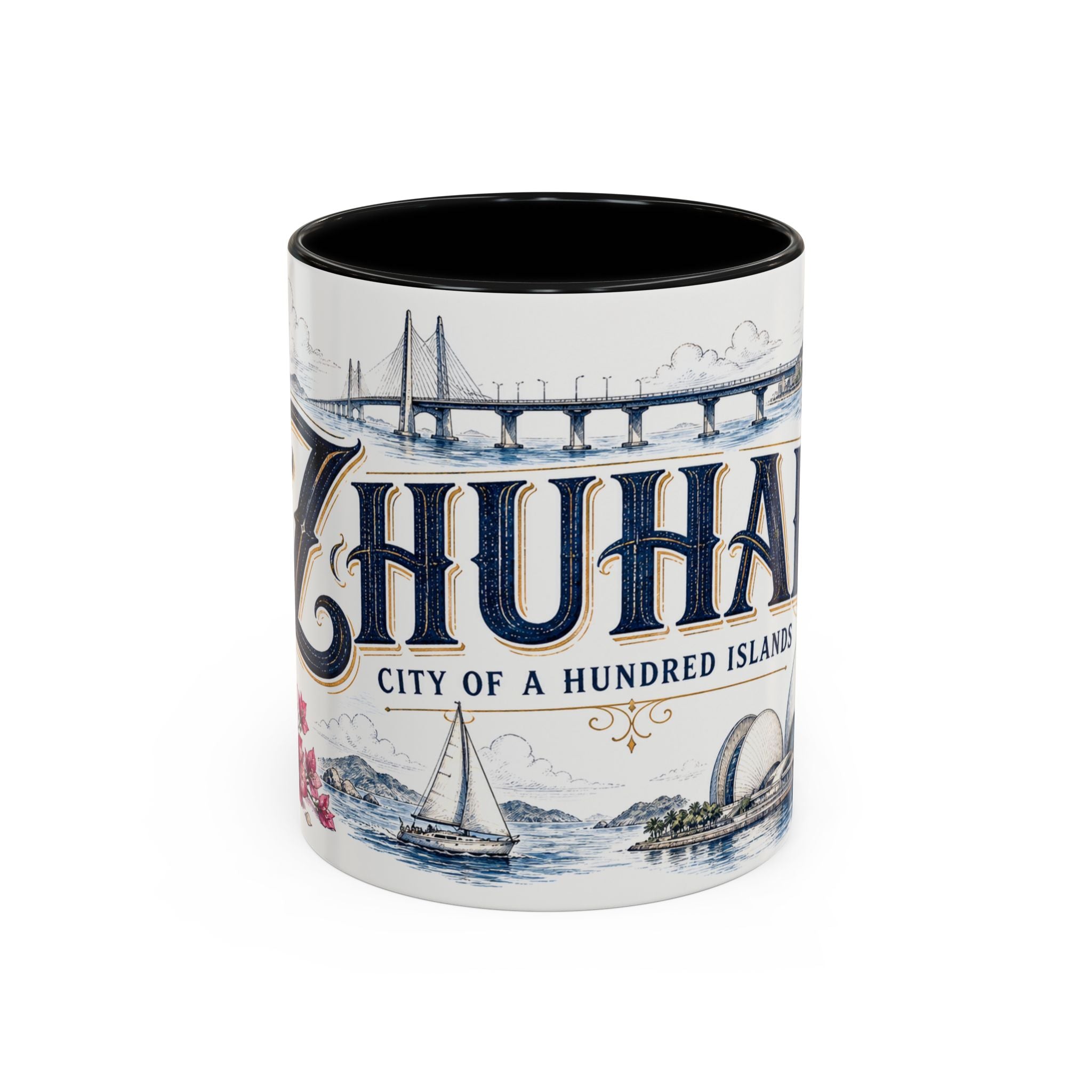 Zhuhai Coffee Mug | China Travel Souvenir | Vintage Illustrated City Gift | 11 oz 15 oz Accent Mug