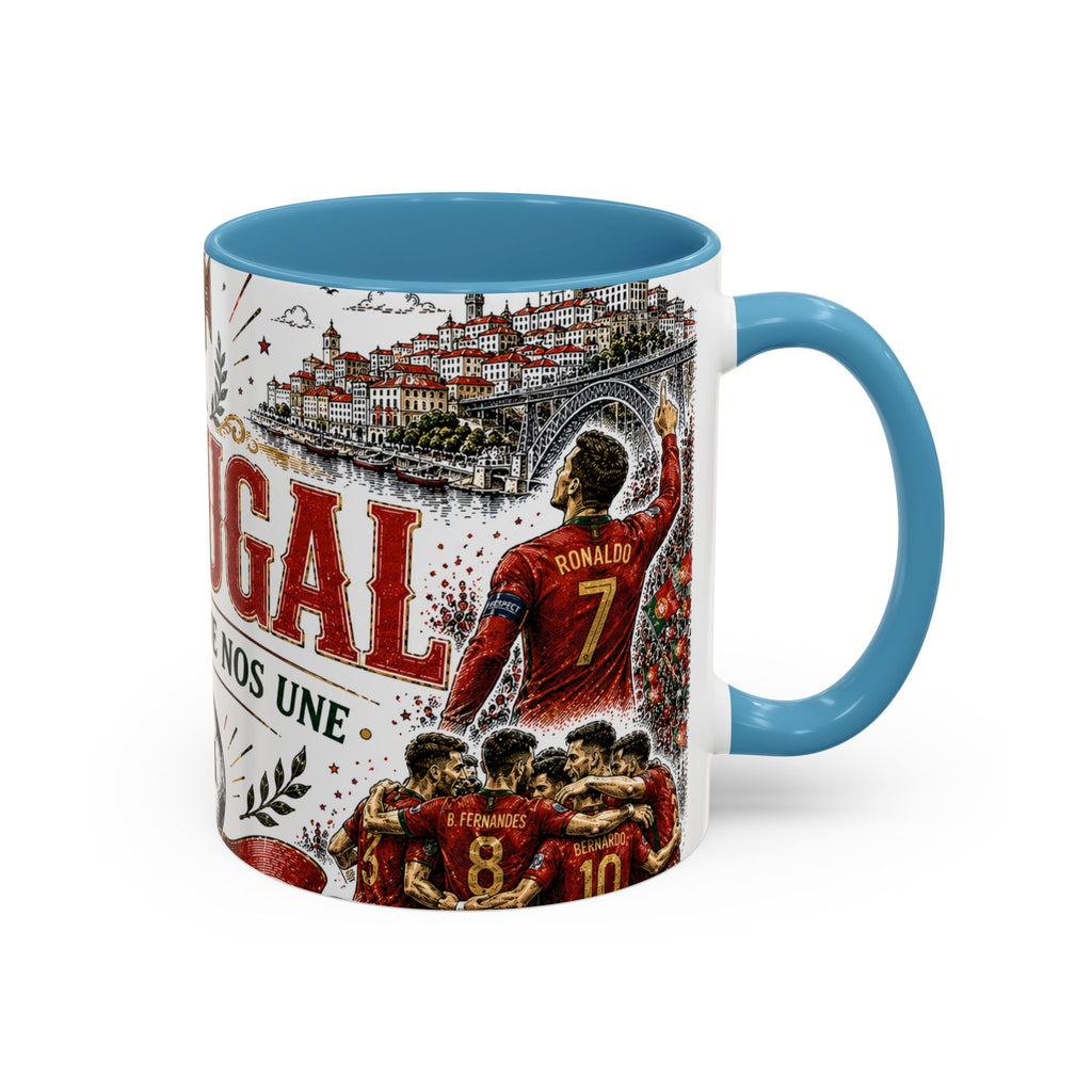 Portugal Soccer Coffee Mug | World Cup Fan Gift | Accent Color Ceramic 11oz 15oz Match Day Cup