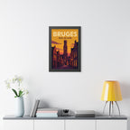 Bruges Belgium Framed Poster | Vintage Travel Wall Art | Black Walnut White Frame | 16x24 20x30