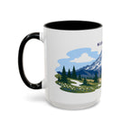 Mount Rainier National Park Coffee Mug | Solid Color Block Park Souvenir | 11oz 15oz Accent Mug
