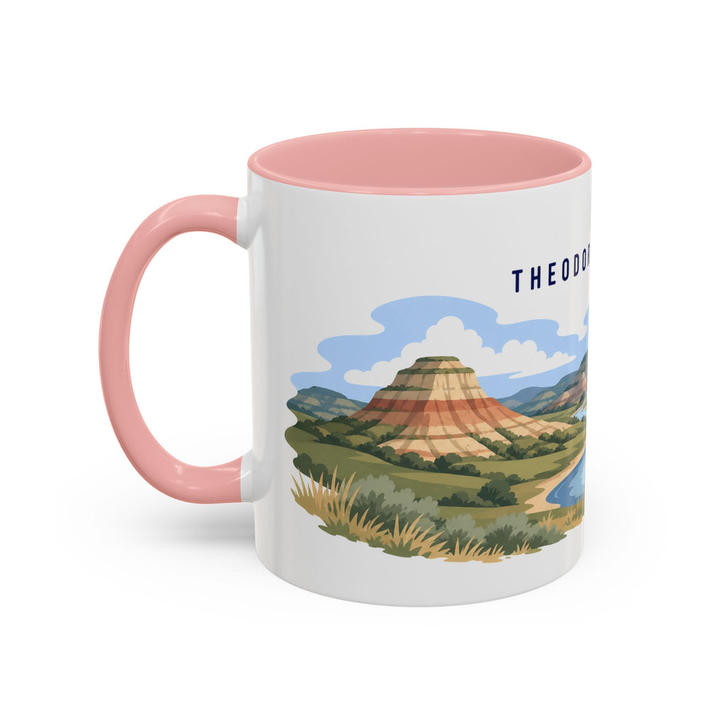 Theodore Roosevelt National Park Coffee Mug | Solid Color Block Park Souvenir | 11oz 15oz Accent Mug