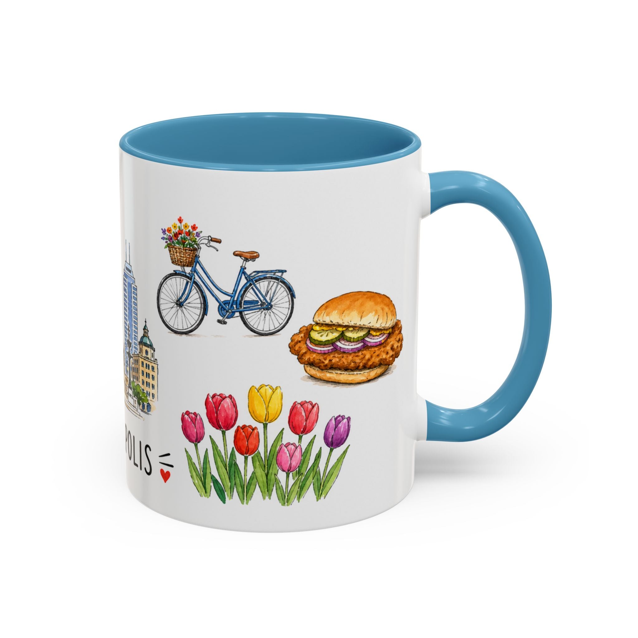 Indianapolis Illustrated Travel Mug | City Souvenir Accent Coffee Mug | 11oz 15oz Ceramic Cup