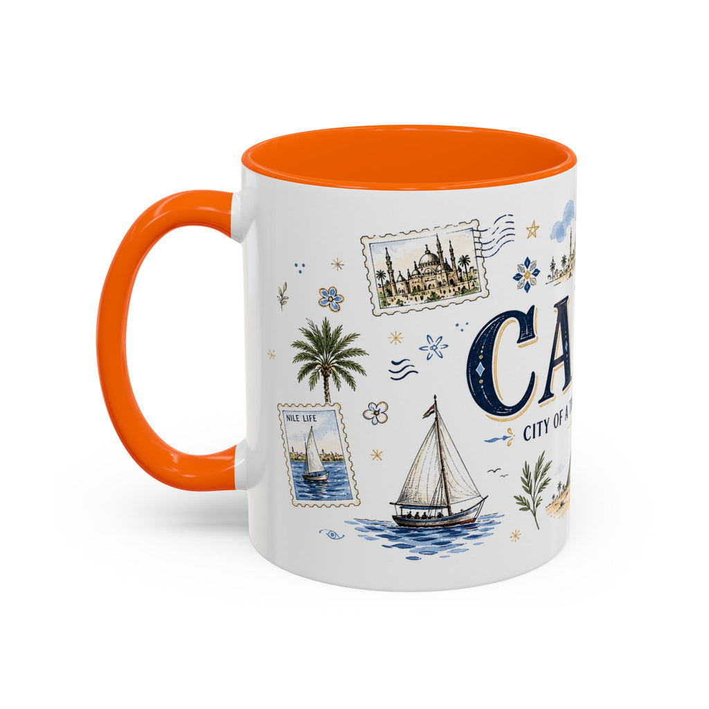 Cairo Coffee Mug | Egypt Souvenir Travel Gift | Accent Color Ceramic 11oz 15oz