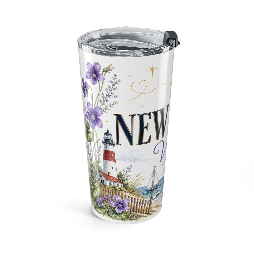 New Jersey State Flower 20oz Tumbler | Violet Botanical State Flower Gift | Insulated Stainless Steel Travel Cup