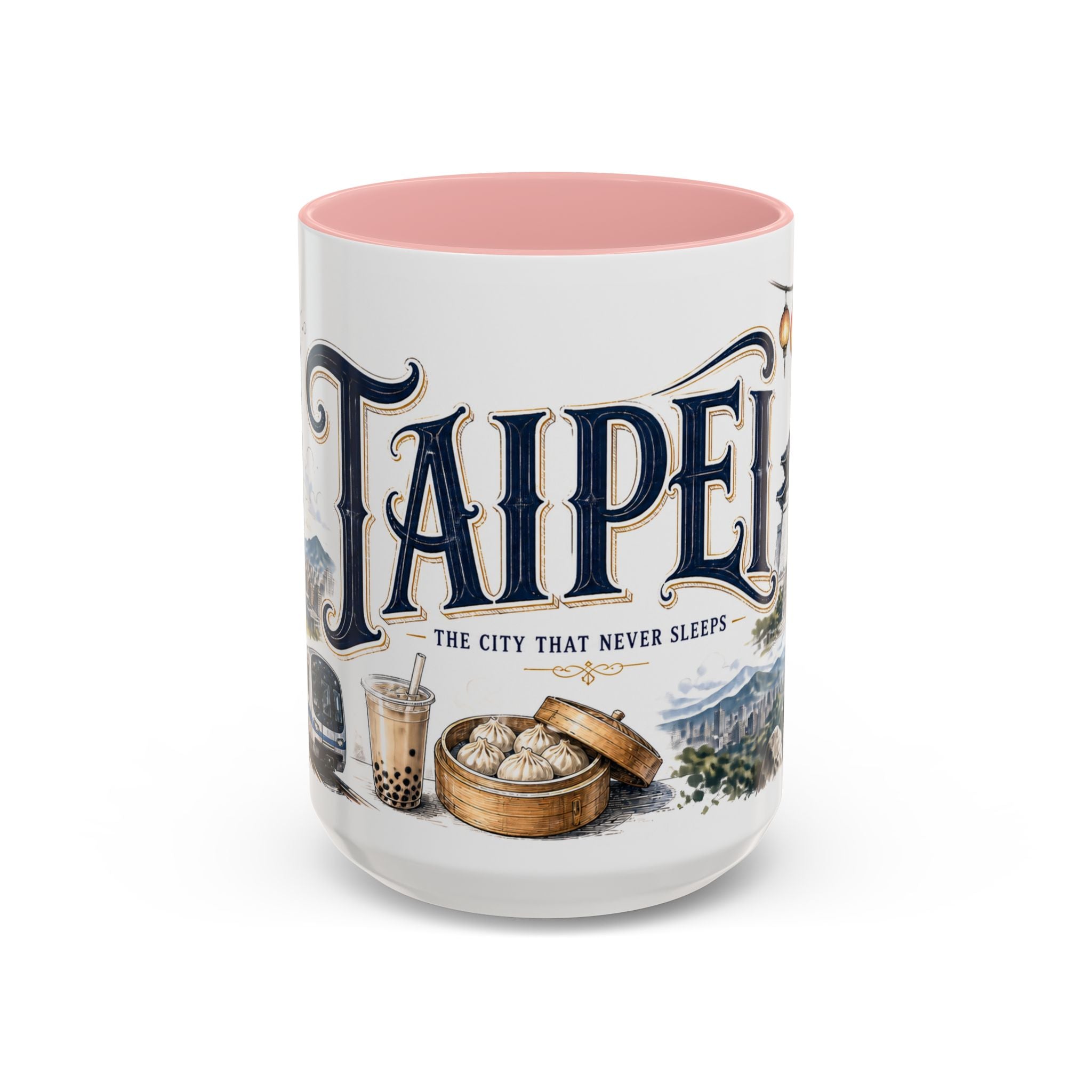 Taipei Coffee Mug | Taiwan Travel Souvenir | Vintage Illustrated City Gift | 11 oz 15 oz Accent Mug