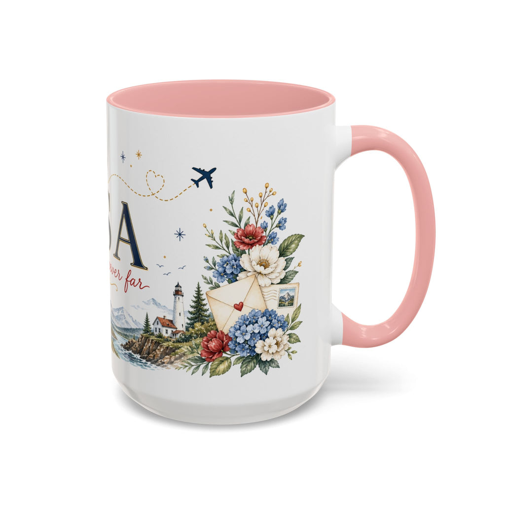 USA Home Country Mug | Moving Away Gift | Long Distance Friendship | 11 oz 15 oz Accent Mug
