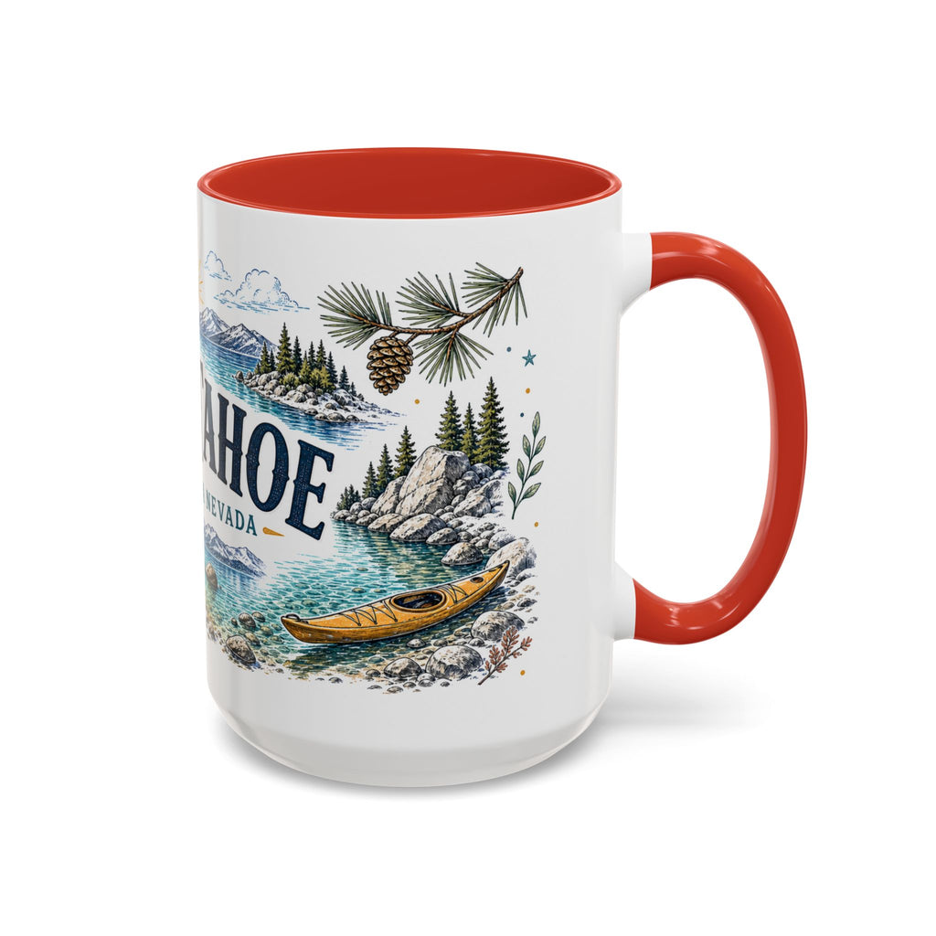 Lake Tahoe Mug, California Nevada Travel Souvenir, Bucket List Gift, Accent Ceramic Coffee Mug 11oz 15oz