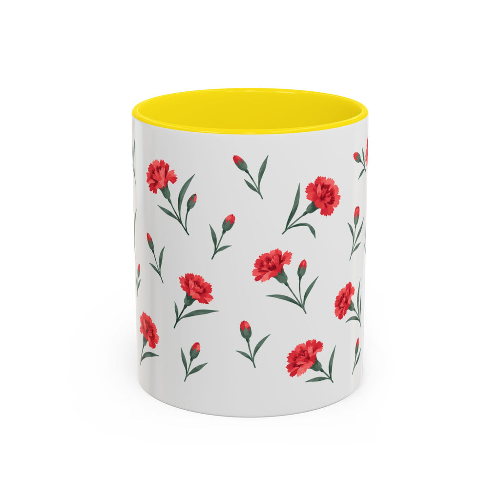 Ohio Scarlet Carnation Mug, State Flower Floral Coffee Cup, 11oz Botanical Gift