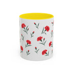 Ohio Scarlet Carnation Mug, State Flower Floral Coffee Cup, 11oz Botanical Gift