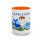 Capricorn Zodiac Coffee Mug | Sea Goat and Floral Design | Astrology Birthday Gift | 11 oz 15 oz Ceramic Accent Mug