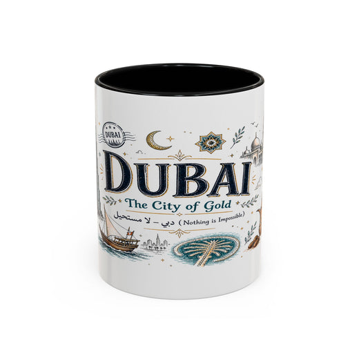 Dubai Coffee Mug | UAE Souvenir Travel Gift | Accent Color Ceramic 11oz 15oz
