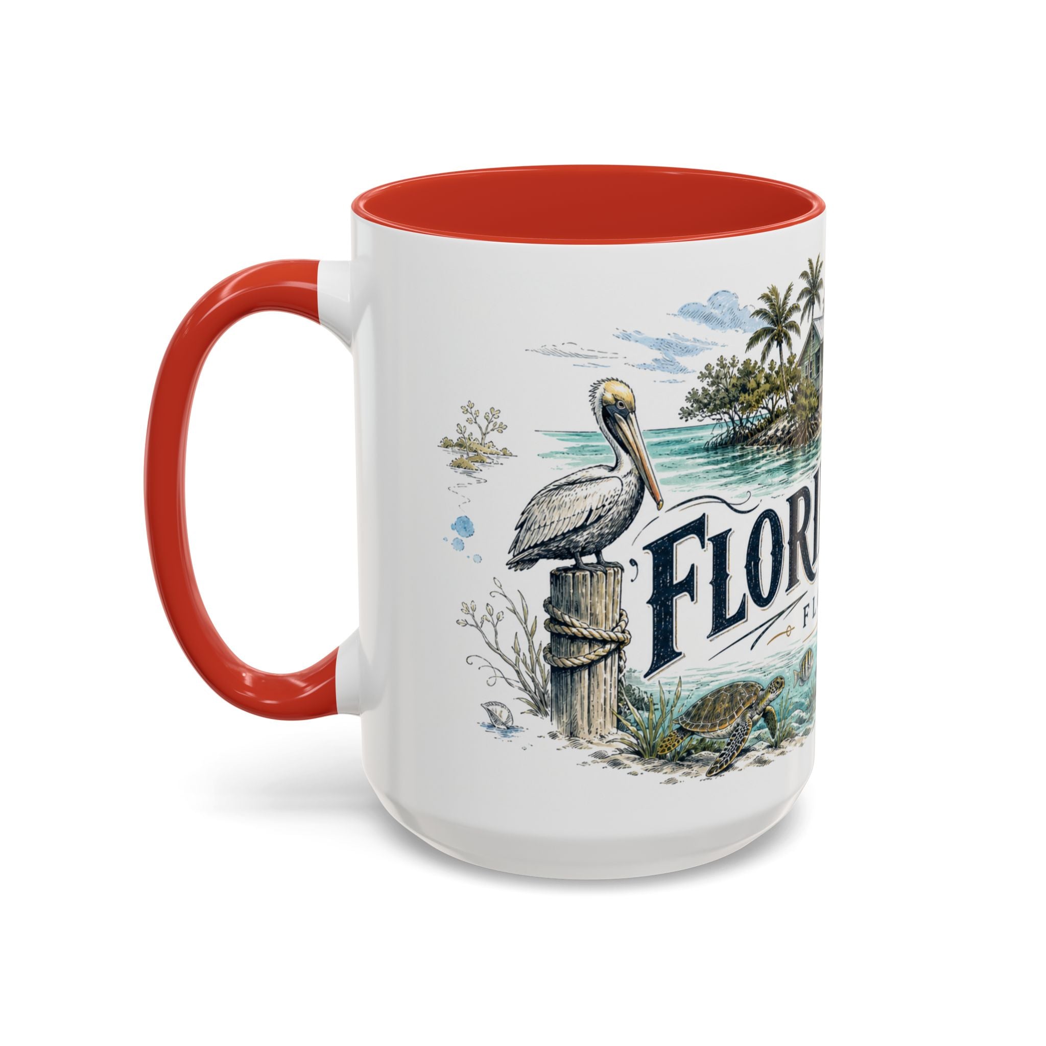 Florida Keys Mug, Florida Travel Souvenir, Bucket List Gift, Accent Ceramic Coffee Mug 11oz 15oz