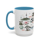 Seoul Coffee Mug | Korea Souvenir Travel Gift | Accent Color Ceramic 11oz 15oz
