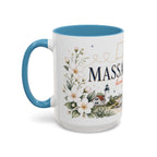 Massachusetts State Map Mug | Coastal Scene, Botanical Accents (11oz, 15oz)
