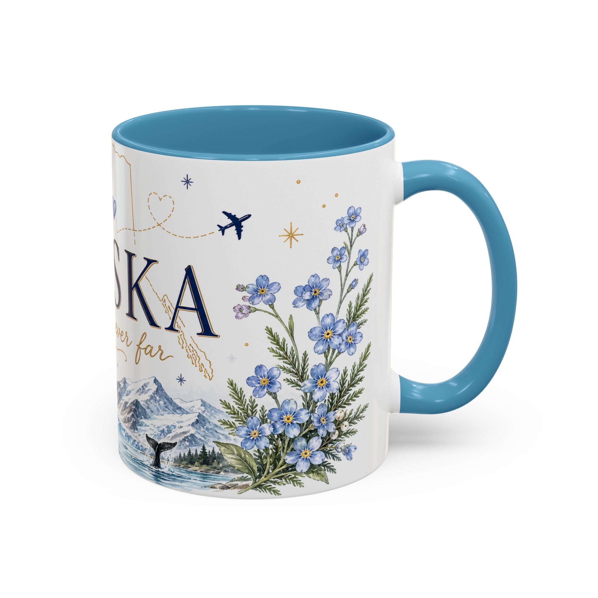 Alaska State Map Mug | Northern Lights, Mountains, Glaciers | Moving Away Gift