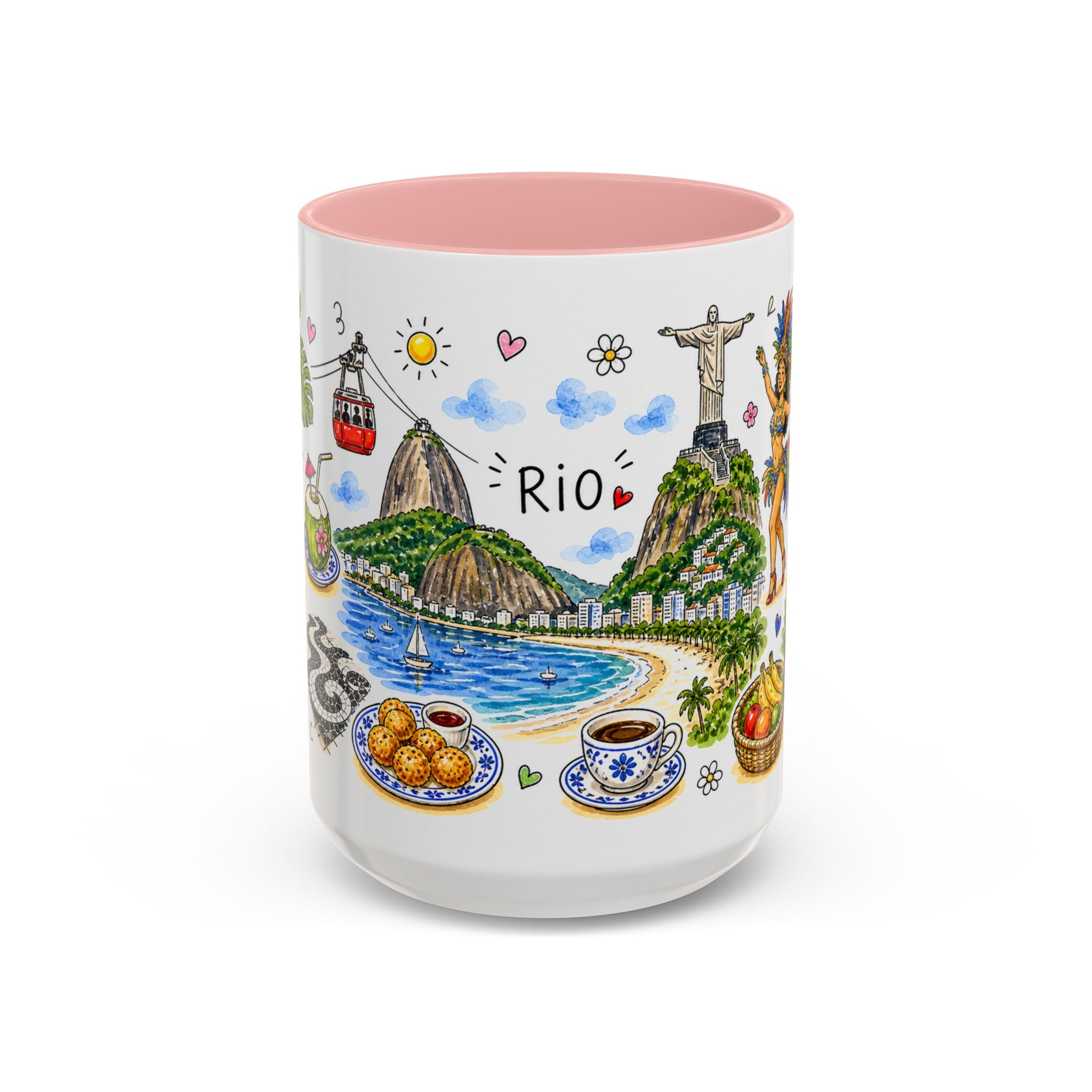 Rio de Janeiro Illustrated Travel Mug | City Souvenir Accent Coffee Mug | 11oz 15oz Ceramic Cup
