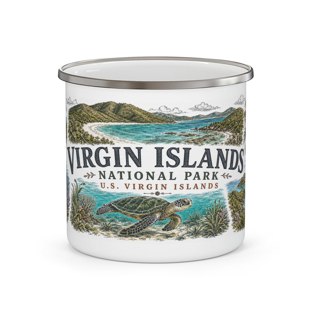 Virgin Islands National Park Vintage Enamel Camping Mug | 12oz National Park Hiking Gift