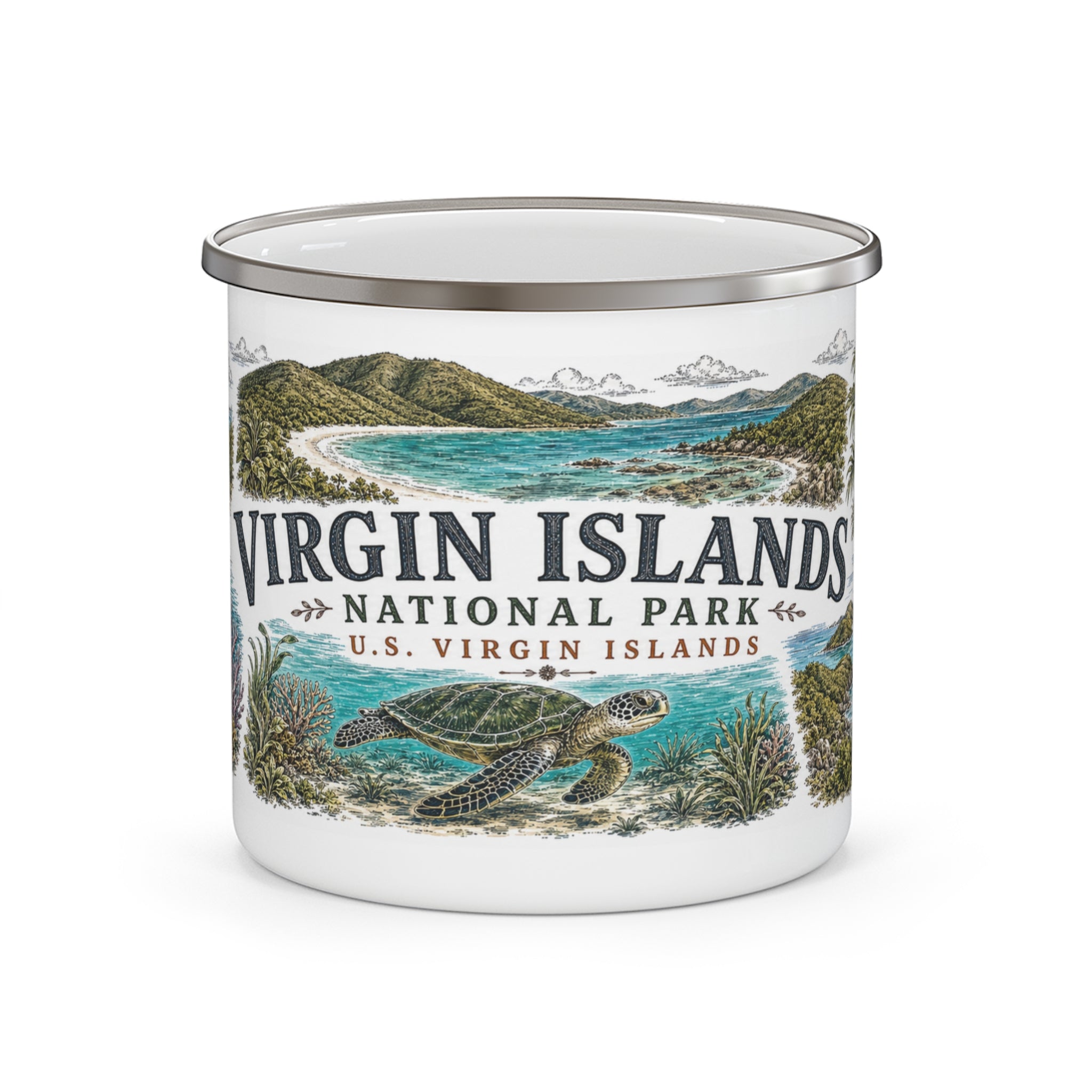 Virgin Islands National Park Vintage Enamel Camping Mug | 12oz National Park Hiking Gift