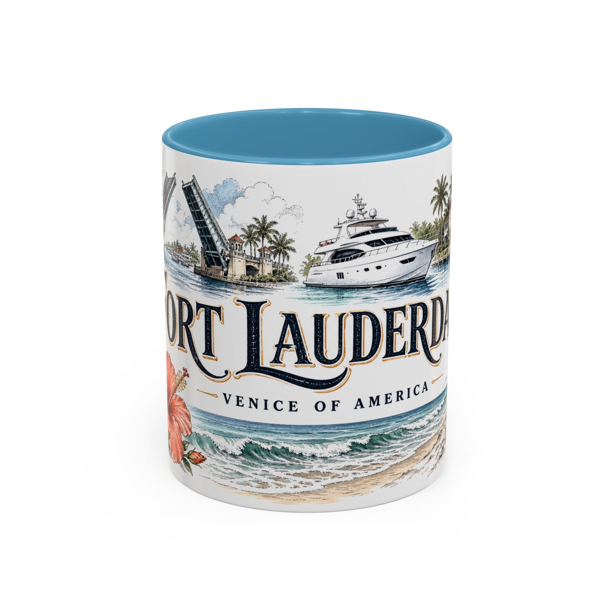 Fort Lauderdale Coffee Mug | United States Travel Souvenir | Vintage Illustrated City Gift | 11 oz 15 oz Accent Mug