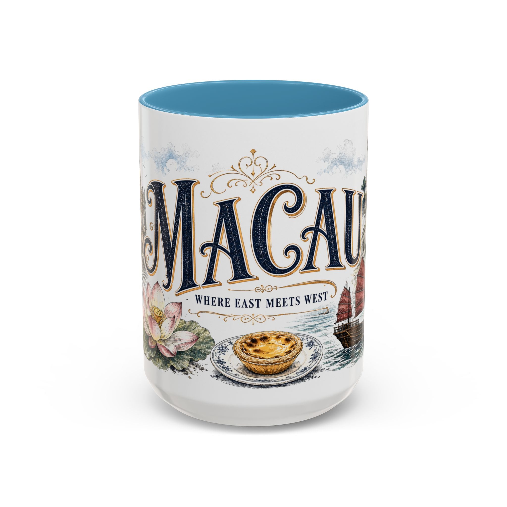 Macau Coffee Mug | Macau Travel Souvenir | Vintage Illustrated City Gift | 11 oz 15 oz Accent Mug