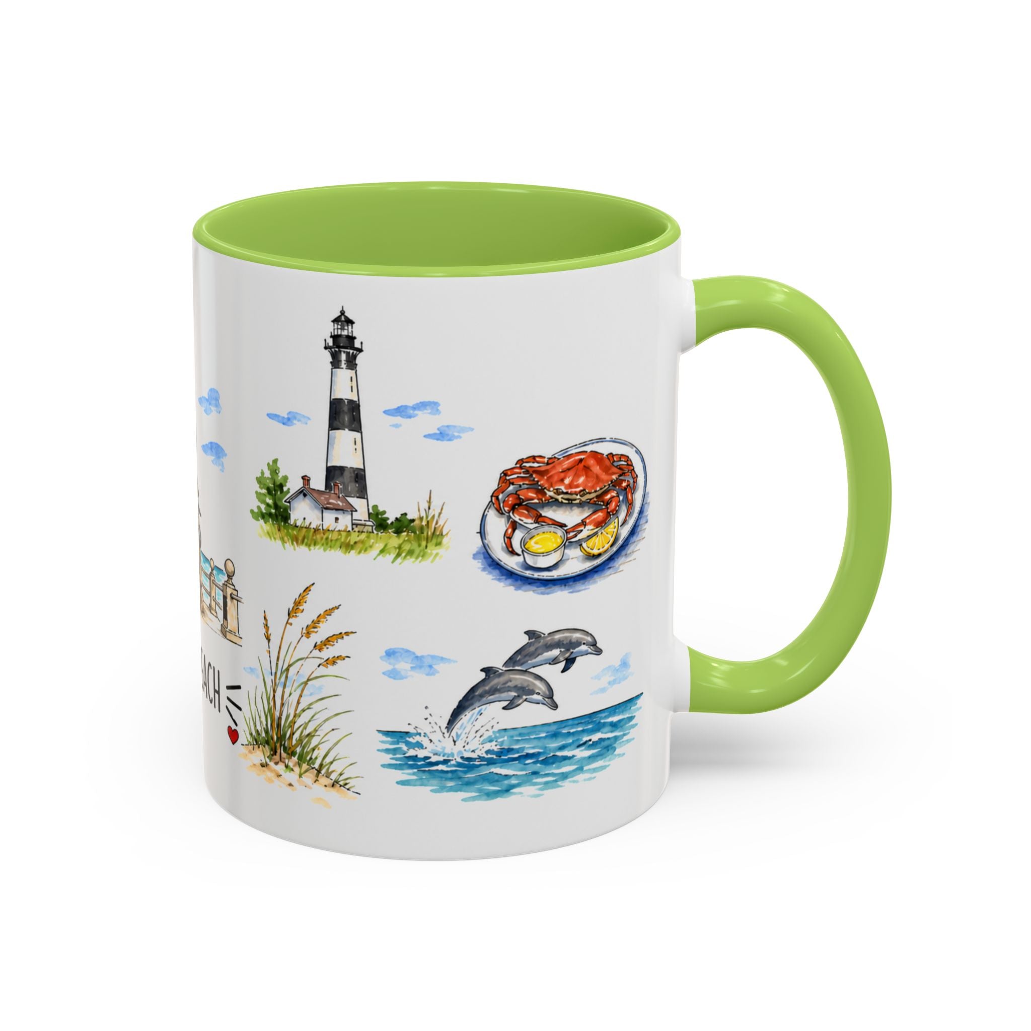 Virginia Beach Illustrated Travel Mug | City Souvenir Accent Coffee Mug | 11oz 15oz Ceramic Cup
