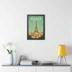 Paris Pastel France Framed Poster | Vintage Travel Wall Art | Black Walnut White Frame | 16x24 20x30
